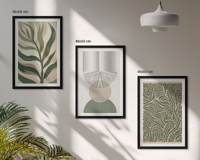 Bilder-3er-set mit rahmen Geometrische Blattformen