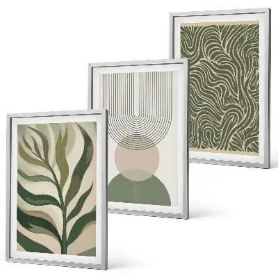 Geometrische Blattformen 3er-Set Bilder mit Rahmen