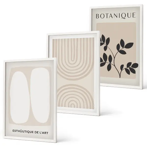 Boho Pflanzenposter 3er Set mit Rahmen