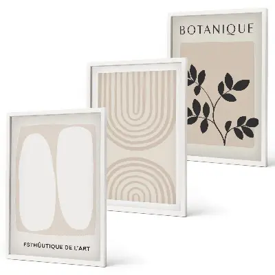 Boho Pflanzenposter 3er Set mit Rahmen