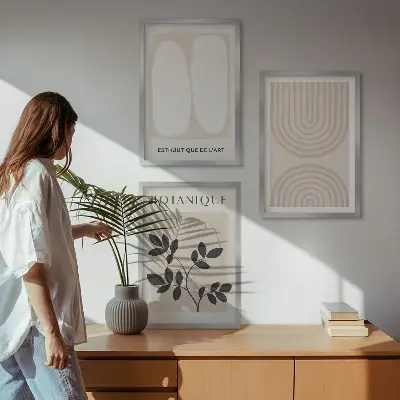 Boho Pflanzenposter 3er Set mit Rahmen