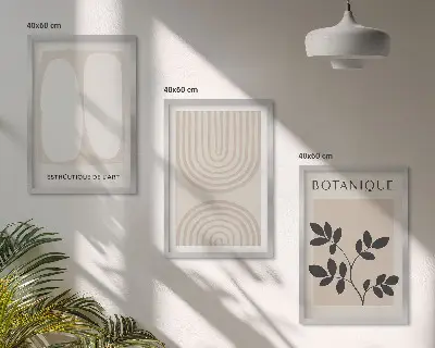 Boho Pflanzenposter 3er Set mit Rahmen