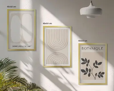 Boho Pflanzenposter 3er Set mit Rahmen