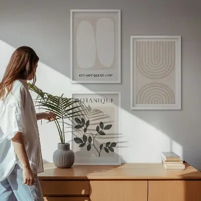 Boho Pflanzenposter 3er Set mit Rahmen