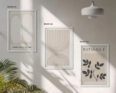Boho Pflanzenposter 3er Set mit Rahmen