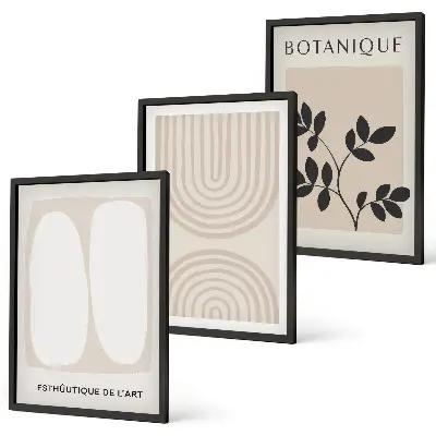 Boho Pflanzenposter 3er Set mit Rahmen