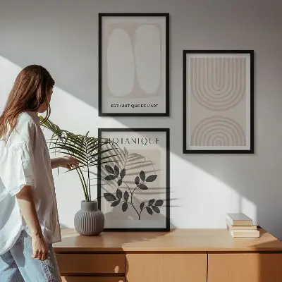 Boho Pflanzenposter 3er Set mit Rahmen