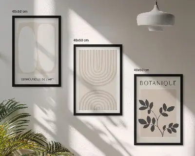 Boho Pflanzenposter 3er Set mit Rahmen