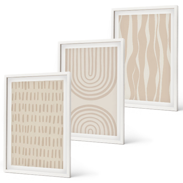 Bilder-3er-set mit rahmen Abstrakte beige Muster