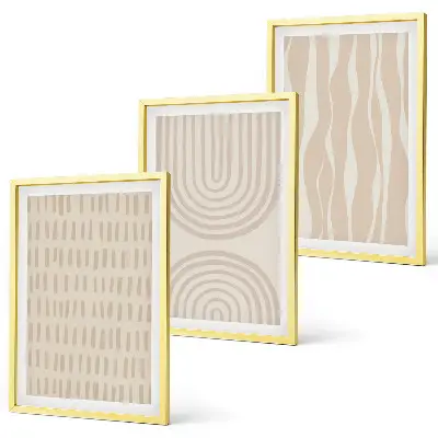 Abstrakte beige Muster Bilder-3er-Set mit Rahmen