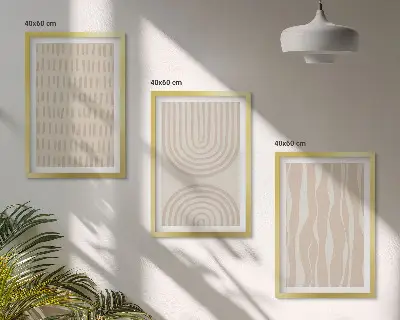Abstrakte beige Muster Bilder-3er-Set mit Rahmen