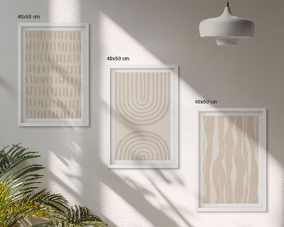 Bilder-3er-set mit rahmen Abstrakte beige Muster