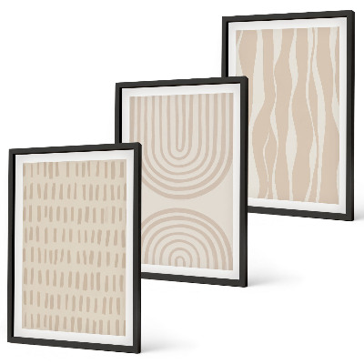 Bilder-3er-set mit rahmen Abstrakte beige Muster