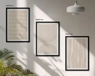 Abstrakte beige Muster Bilder-3er-Set mit Rahmen