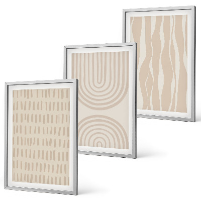 Bilder-3er-set mit rahmen Abstrakte beige Muster