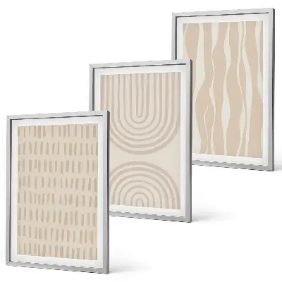 Abstrakte beige Muster Bilder-3er-Set mit Rahmen