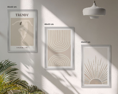 Bilder-3er-set mit rahmen Abstrakte Poster im Boho-Stil in Pastellfarben