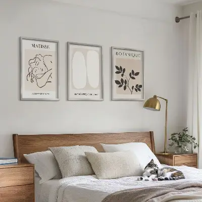 Gerahmtes Bilderset stilvolle Pflanzenmotive im Stil von Matisse