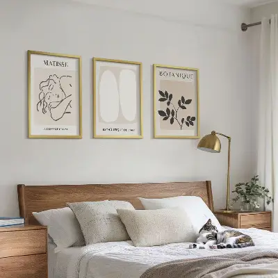 Gerahmtes Bilderset stilvolle Pflanzenmotive im Stil von Matisse