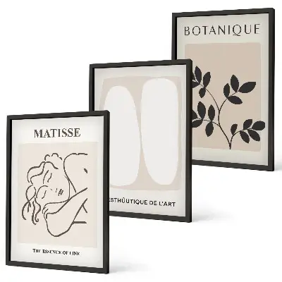 Gerahmtes Bilderset stilvolle Pflanzenmotive im Stil von Matisse