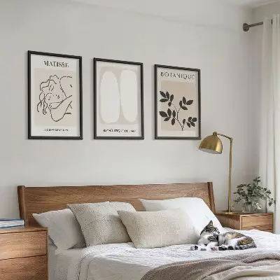 Gerahmtes Bilderset stilvolle Pflanzenmotive im Stil von Matisse