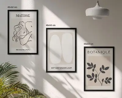 Gerahmtes Bilderset stilvolle Pflanzenmotive im Stil von Matisse