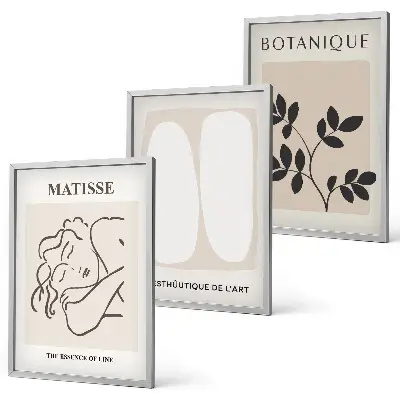 Gerahmtes Bilderset stilvolle Pflanzenmotive im Stil von Matisse
