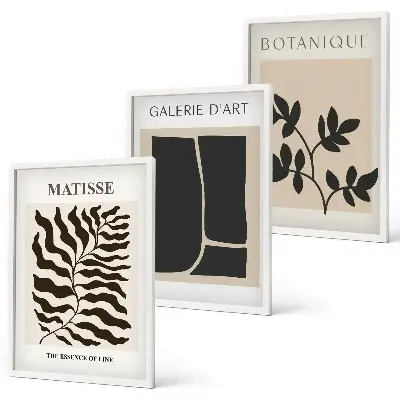Minimalistische Pflanzenposter 3er-Set mit Rahmen