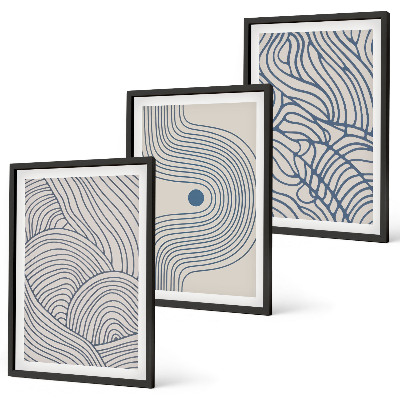 Gerahmtes bilderset Abstrakte Linien, Wellenformen