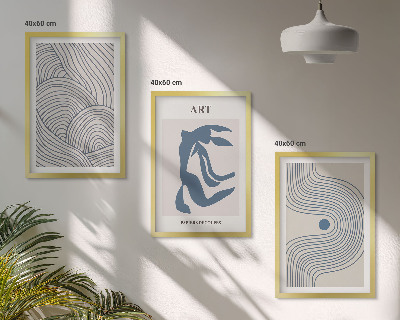 Bilder-3er-set mit rahmen Abstrakte blaue Linien