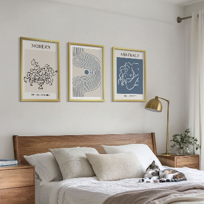 Gerahmtes bilderset abstrakte Poster mit Blumenlinien