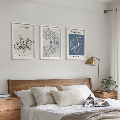 Gerahmtes bilderset abstrakte Poster mit Blumenlinien
