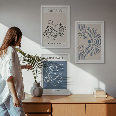 Gerahmtes bilderset abstrakte Poster mit Blumenlinien