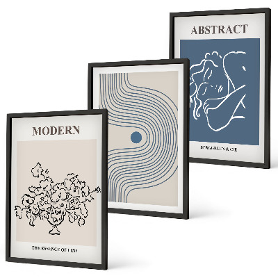 Gerahmtes bilderset abstrakte Poster mit Blumenlinien