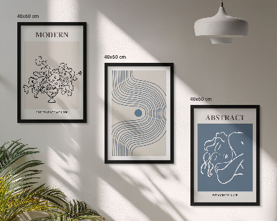 Gerahmtes bilderset abstrakte Poster mit Blumenlinien