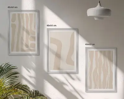 Abstrakte Boho-Muster Bilder 3er-Set mit Rahmen
