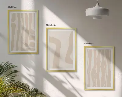 Abstrakte Boho-Muster Bilder 3er-Set mit Rahmen