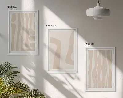 Abstrakte Boho-Muster Bilder 3er-Set mit Rahmen