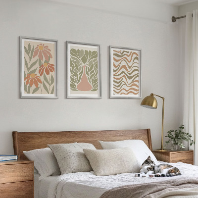 Bilder-3er-set mit rahmen Abstrakte Pastellblumen