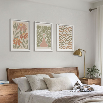 Bilder-3er-set mit rahmen Abstrakte Pastellblumen
