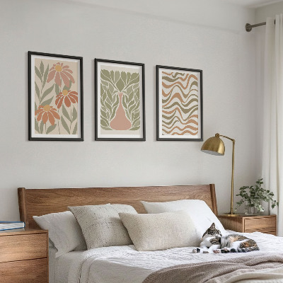 Bilder-3er-set mit rahmen Abstrakte Pastellblumen