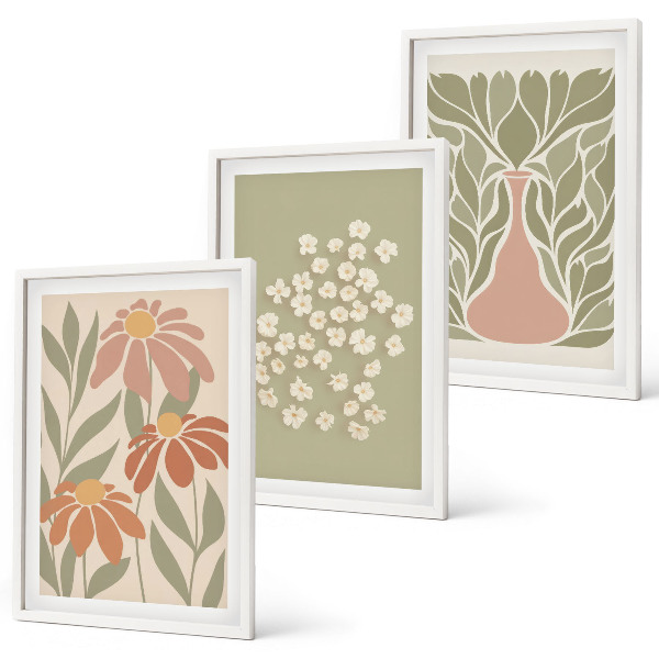 Gerahmtes bilderset Florale Boho-Muster