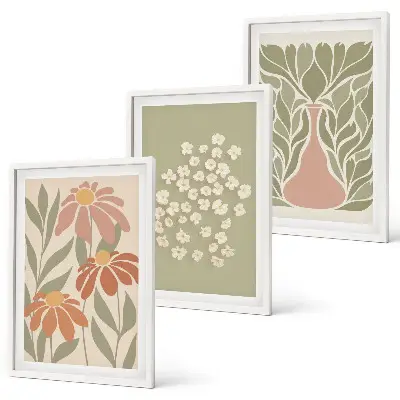Gerahmtes Bilderset mit floralen Boho-Mustern