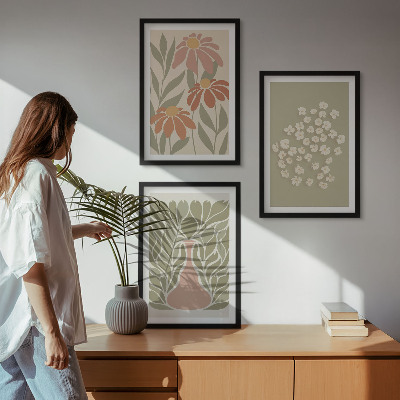 Gerahmtes bilderset Florale Boho-Muster