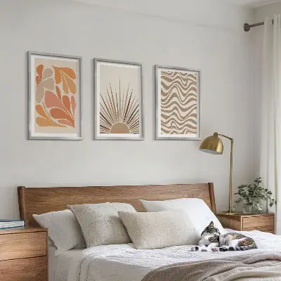 3er-Set Bilder mit Rahmen in sonnigen Boho-Pastelltönen
