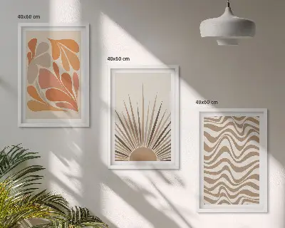3er-Set Bilder mit Rahmen in sonnigen Boho-Pastelltönen