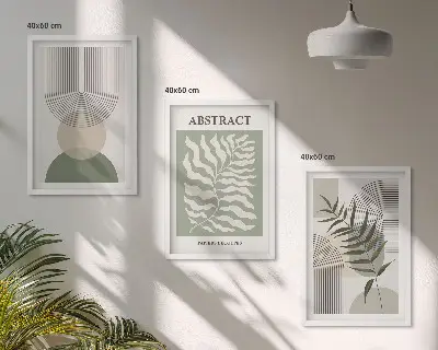 Botanische Boho-Abstraktionen 3er-Set Bilder mit Rahmen