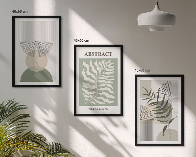 Bilder-3er-set mit rahmen Botanische Boho-Abstraktionen