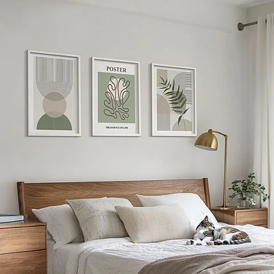 Gerahmtes Bilderset mit geometrischen botanischen Mustern