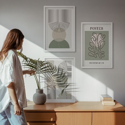 Gerahmtes bilderset Geometrische botanische Muster